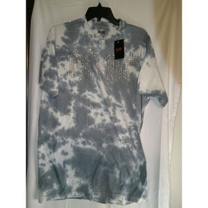 AC/DC Gray Tie-Dye‎ Rhinestone Embellished T-Shirt Rock Band Graphic Tee XL
